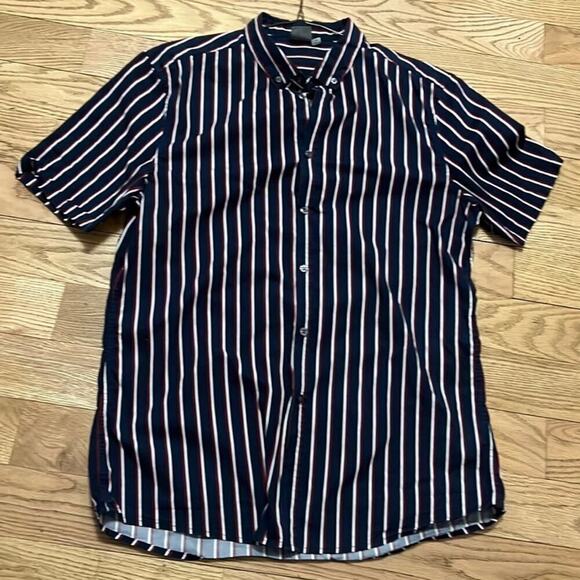 ASOS PINSTRIPE CONDITION SHORTS‎ SLEEVE SHIRT SIZE XL - Picture 1 of 5